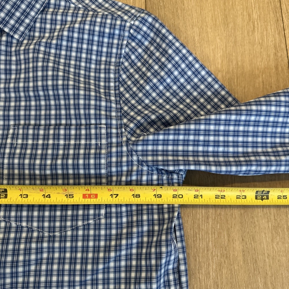 Chaps Men's Performance 4 Way Stretch L/S Button Shirt Blue Plaid Classic Small - Picture 5 of 8